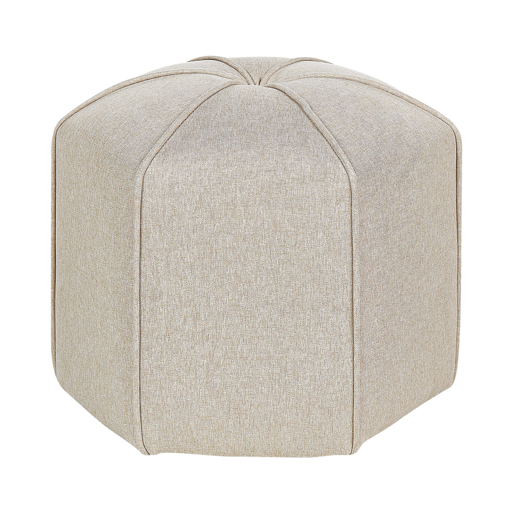 Pouf poggiapiedi moderno rotondo in tessuto di lino Beige soggiorno camera da letto