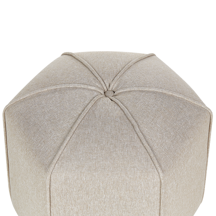 Pouf poggiapiedi moderno rotondo in tessuto di lino Beige soggiorno camera da letto