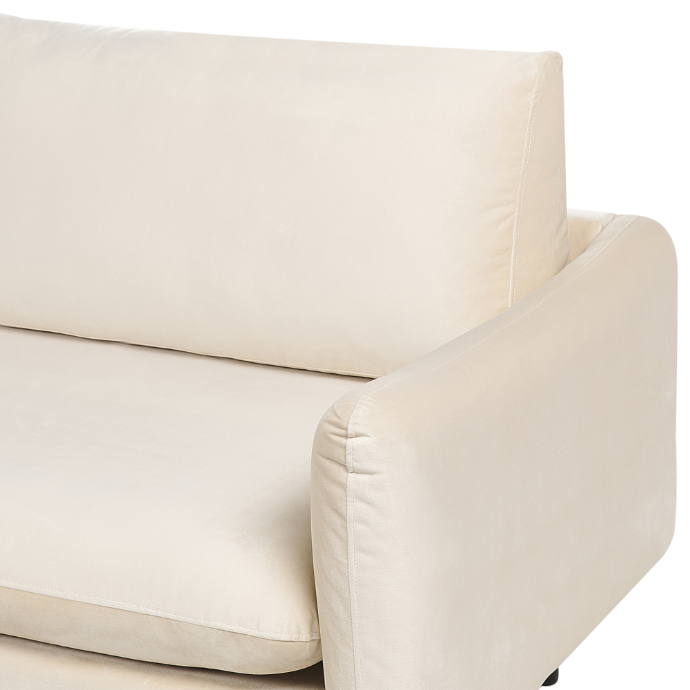 Divano angolare moderno in velluto beige chiaro con gambe nere a 4 posti Stile Retrò Moderno