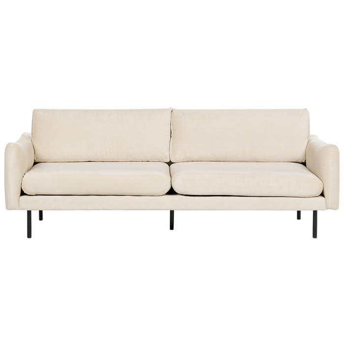 Divano moderno in velluto beige chiaro a 3 posti con Gambe nere Stile Retrò Moderno