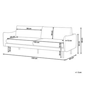 Divano moderno in velluto beige chiaro a 3 posti con Gambe nere Stile Retrò Moderno