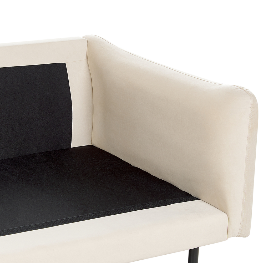 Divano moderno in velluto beige chiaro a 3 posti con Gambe nere Stile Retrò Moderno