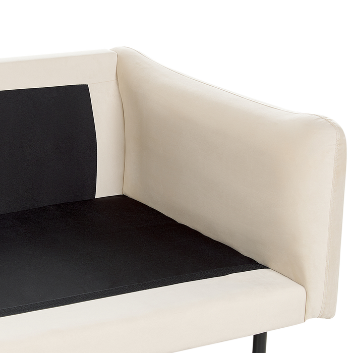 Divano moderno in velluto beige chiaro a 3 posti con Gambe nere Stile Retrò Moderno