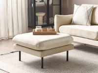 Pouf in Velluto beige chiaro con Gambe Nere 70 x 70 cm stile moderno retrò