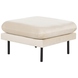 Pouf in Velluto beige chiaro con Gambe Nere 70 x 70 cm stile moderno retrò