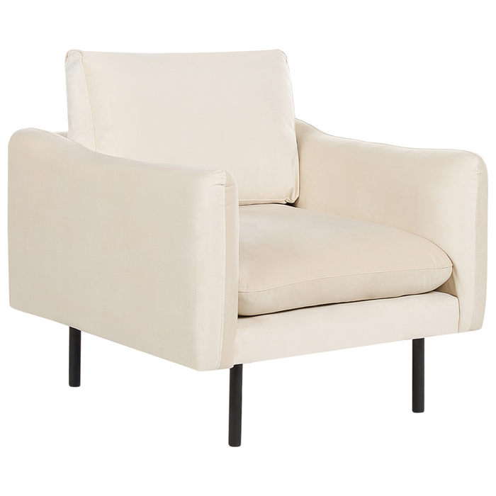 Set da soggiorno in velluto beige chiaro 5 posti Gambe Nere Stile Retrò Moderno