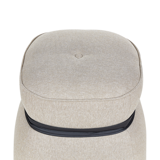 Pouf poggiapiedi stile moderno rotondo in tessuto di lino beige soggiorno camera da letto