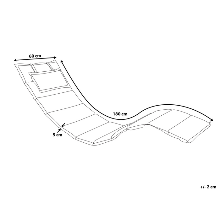Cuscino per Lettino in Tessuto bianco con Cuscino per Testa 180 x 60 cm cuscino sdraio esterno