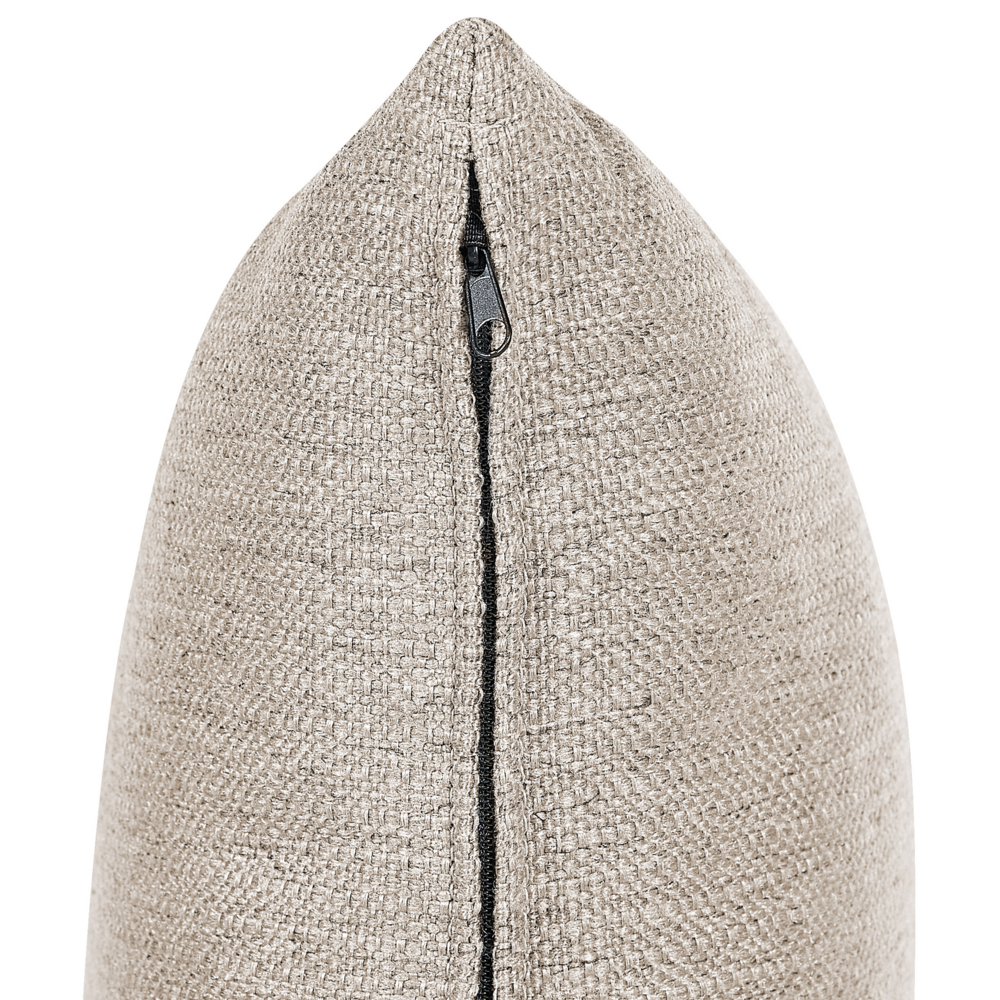 Divano a 3 posti Beige in tessuto poliestere imbottito Divano Cuscini supplementari