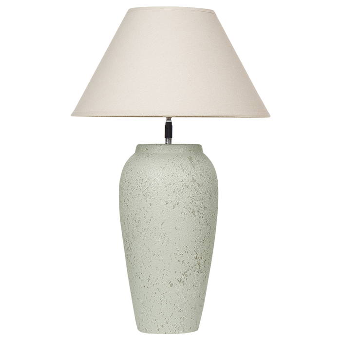 Lampada da tavolo Base in ceramica bianca Paralume a cono regolabile in lino Effetto invecchiato Design moderno e minimalista Soggiorno Camera da letto