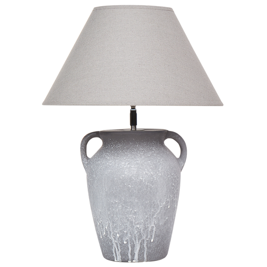 Lampada da tavolo con base in ceramica grigia Paralume a cono regolabile in lino Design moderno e minimalista Soggiorno Camera da letto