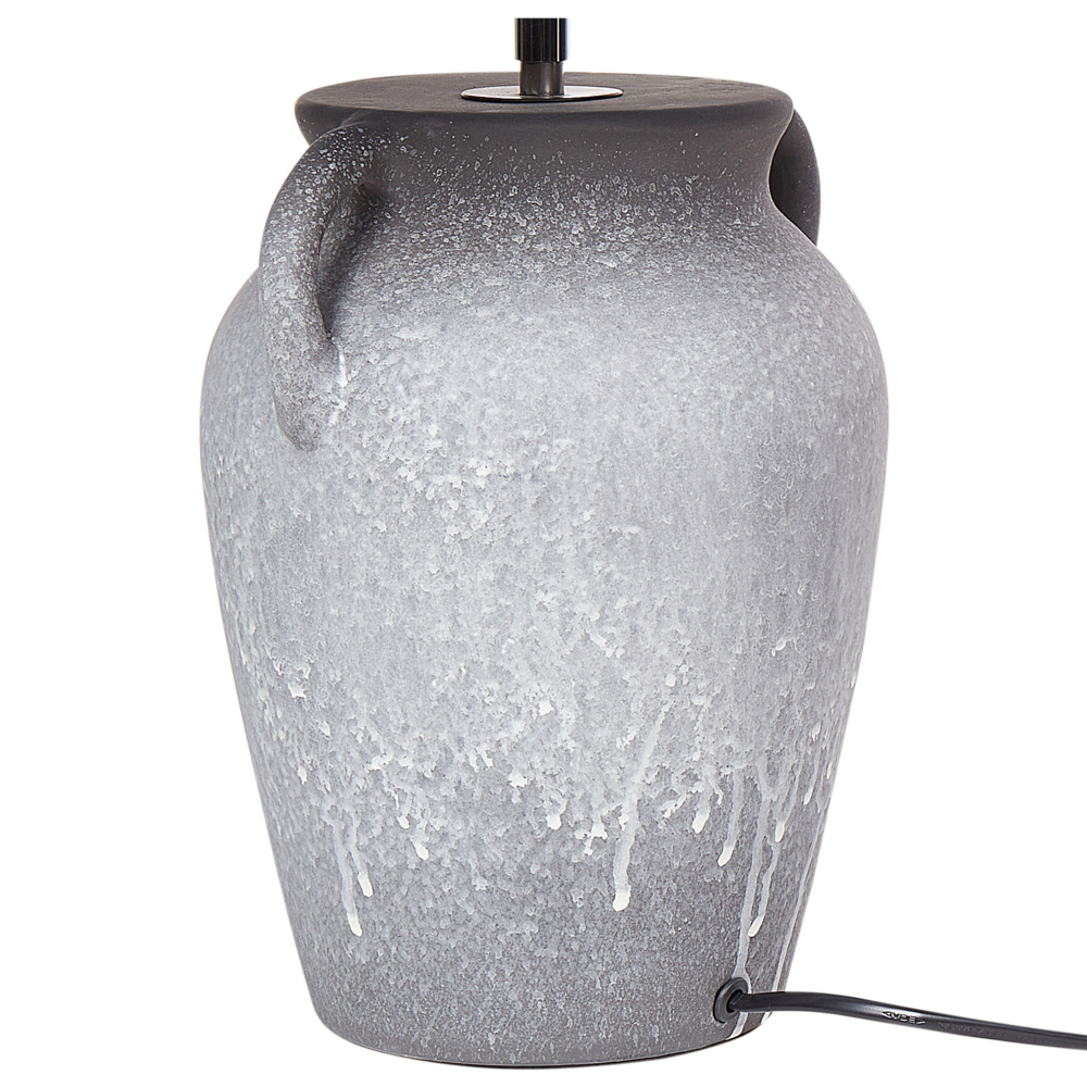 Lampada da tavolo con base in ceramica grigia Paralume a cono regolabile in lino Design moderno e minimalista Soggiorno Camera da letto