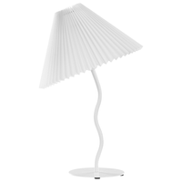 Lampada da tavolo moderna con base in metallo e paralume sintetico plissettato bianco camera da letto comodino