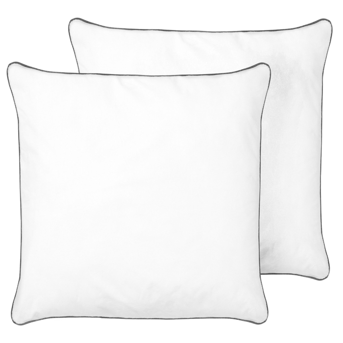 Set di 2 guanciali in cotone di Japara bianco imbottitura in microfibra di cotone 80 x 80 cm alto profilo design tradizionale