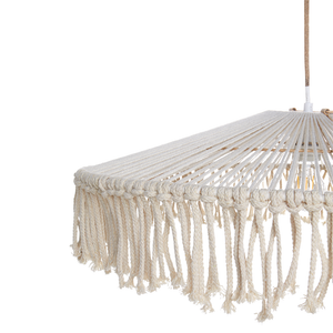 Lampada a sospensione a nappe Corda di carta bianca intrecciata a mano con frange in stile boemo Luce