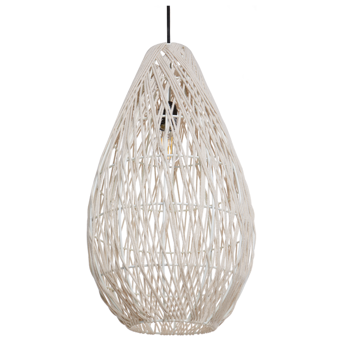 Lampada a sospensione con paralume in corda di cotone beige Japandi Stile naturale