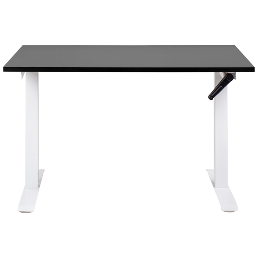 Scrivania regolabile manualmente in altezza Piano del tavolo nero Telaio in acciaio bianco 120 x 72 cm Piedi quadrati Design moderno Ufficio