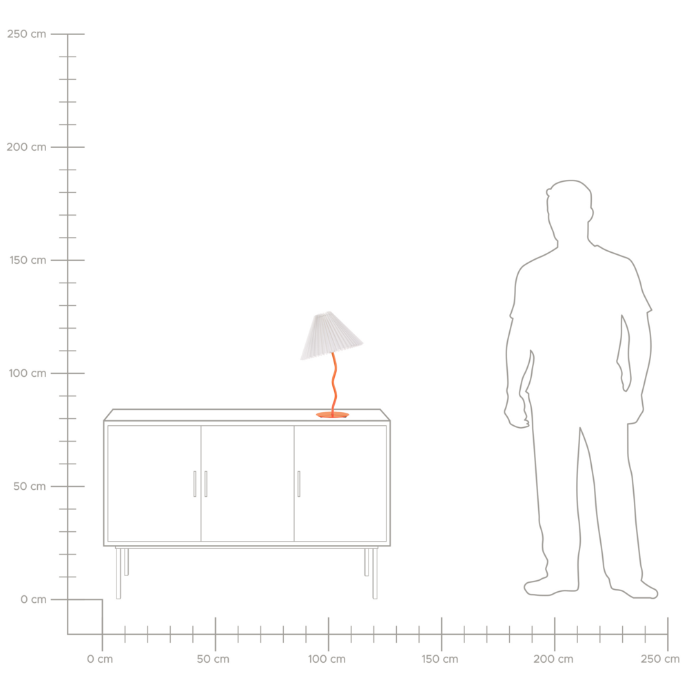 Lampada da tavolo moderna con base in metallo e paralume sintetico plissettato arancione camera da letto comodino