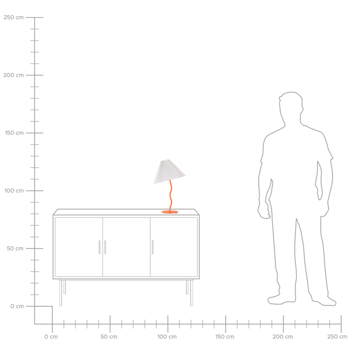 Lampada da tavolo moderna con base in metallo e paralume sintetico plissettato arancione camera da letto comodino