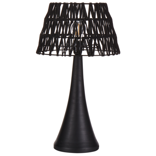Lampada da tavolo a stelo con paralume in tessuto e base in in metallo nero Design moderno Accessori per la casa Soggiorno