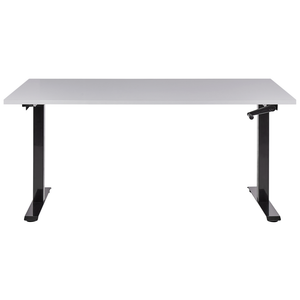 Scrivania regolabile manualmente in altezza Piano del tavolo legno nero Telaio in acciaio grigio 120 x 72 cm Piedi quadrati Design moderno Ufficio
