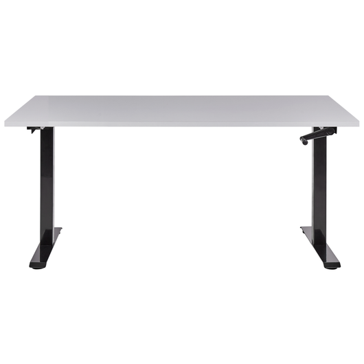 Scrivania regolabile manualmente in altezza Piano del tavolo legno nero Telaio in acciaio grigio 120 x 72 cm Piedi quadrati Design moderno Ufficio
