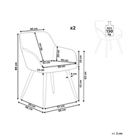 Set di 2 sedie imbottite in velluto verde con gambe in metallo soggiorno cucina