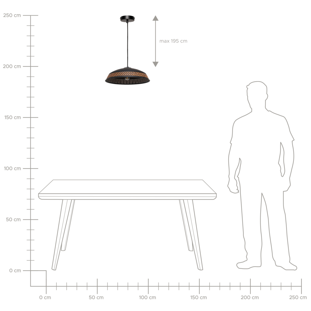Lampada a sospensione in ferro nero con paralume a cupola in pelle PU Stile moderno e contemporaneo