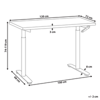 Scrivania regolabile manualmente piano in legno scuro e nero struttura in acciaio verniciato a polvere sedersi e stare in piedi 120 x 72 cm