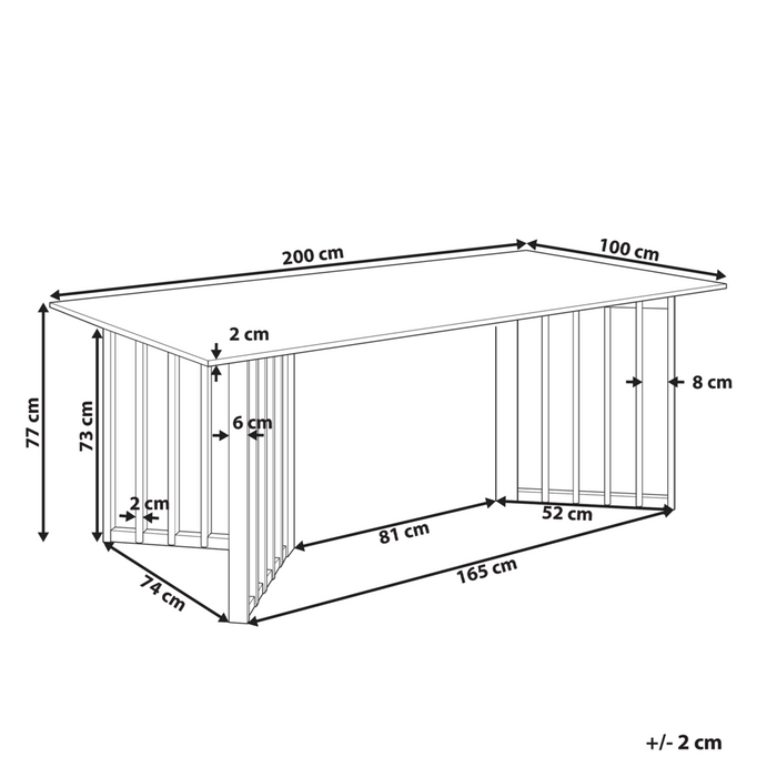 Tavolo da pranzo in legno di frassino chiaro MDF 200 x 100 cm Piano impiallacciato in frassino Design moderno Base a canale
