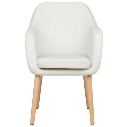 Sedia da pranzo Rivestimento in velluto bianco Gambe in legno con braccioli Stile classico Mobili per il soggiorno