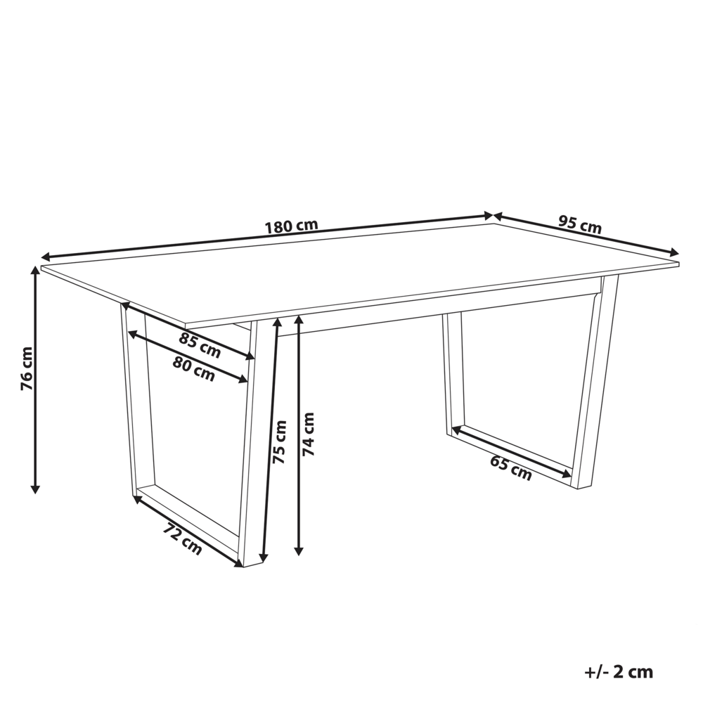 Tavolo da pranzo in legno di frassino chiaro MDF 180 x 95 cm Piano impiallacciato in frassino Design moderno Base a canale