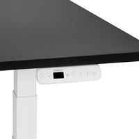 Scrivania regolabile manualmente in altezza Piano del tavolo legno nero Telaio in acciaio bianco 160 x 72 cm Piedi quadrati Design moderno Ufficio