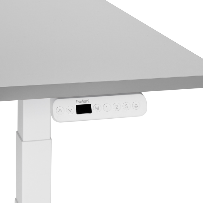 Scrivania regolabile in altezza elettricamente bianco e grigio 160 x 72 cm Struttura in acciaio verniciato a polvere