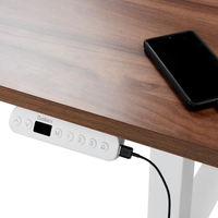 Scrivania regolabile in altezza elettricamente legno scuro e bianco 160 x 72 cm Struttura in acciaio verniciato a polvere