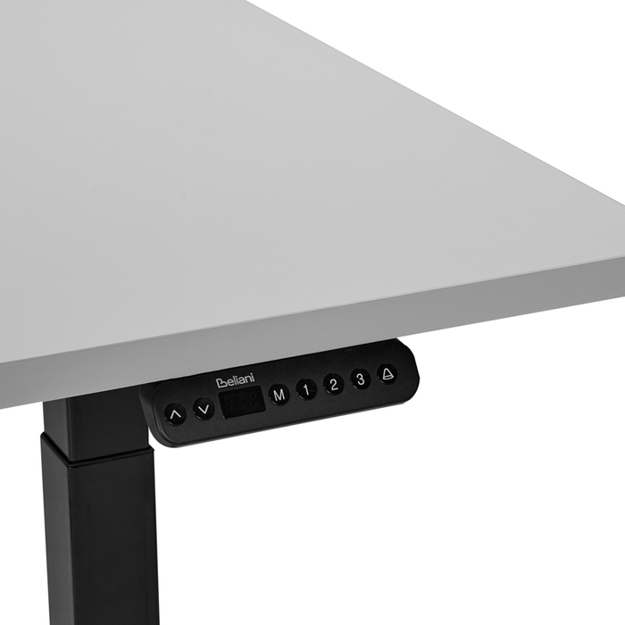 Scrivania regolabile in altezza elettricamente grigio e nero 160 x 72 cm Struttura in acciaio verniciato a polvere