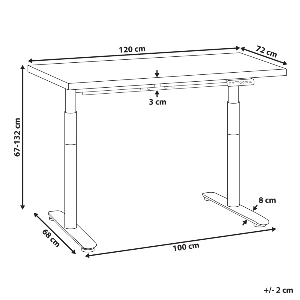 Scrivania regolabile elettricamente rotonda piano e base nera 120 x 72 cm Struttura in acciaio verniciato a polvere moderna