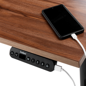 Scrivania regolabile in altezza elettricamente legno scuro e nero 120 x 72 cm Struttura in acciaio verniciato