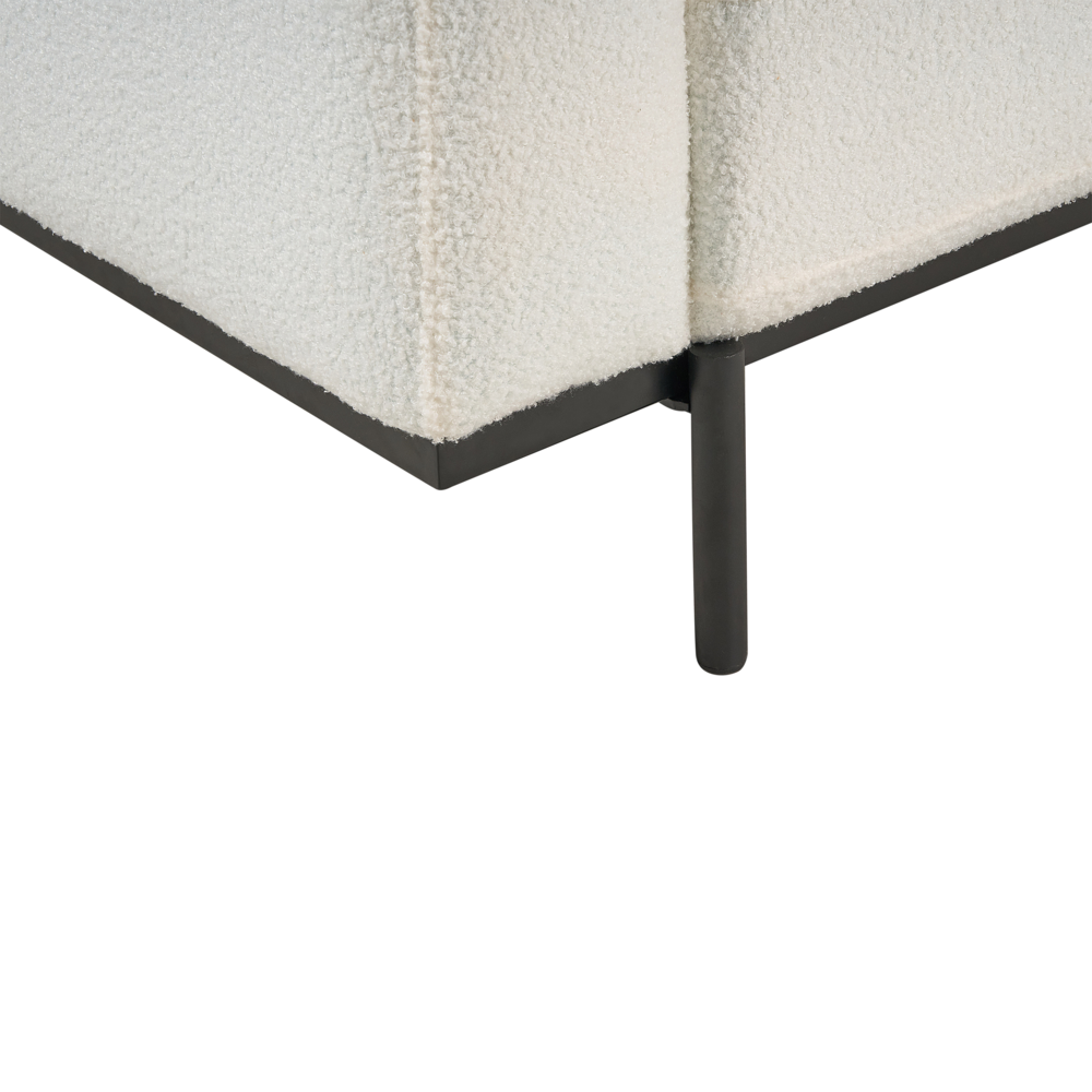 Divano a 3 posti imbottito in tessuto bouclè bianco Gambe nere soggiorno classico e contemporaneo