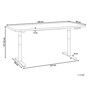 Scrivania regolabile elettricamente nero 180 x 80 cm Struttura in acciaio verniciato a polvere
