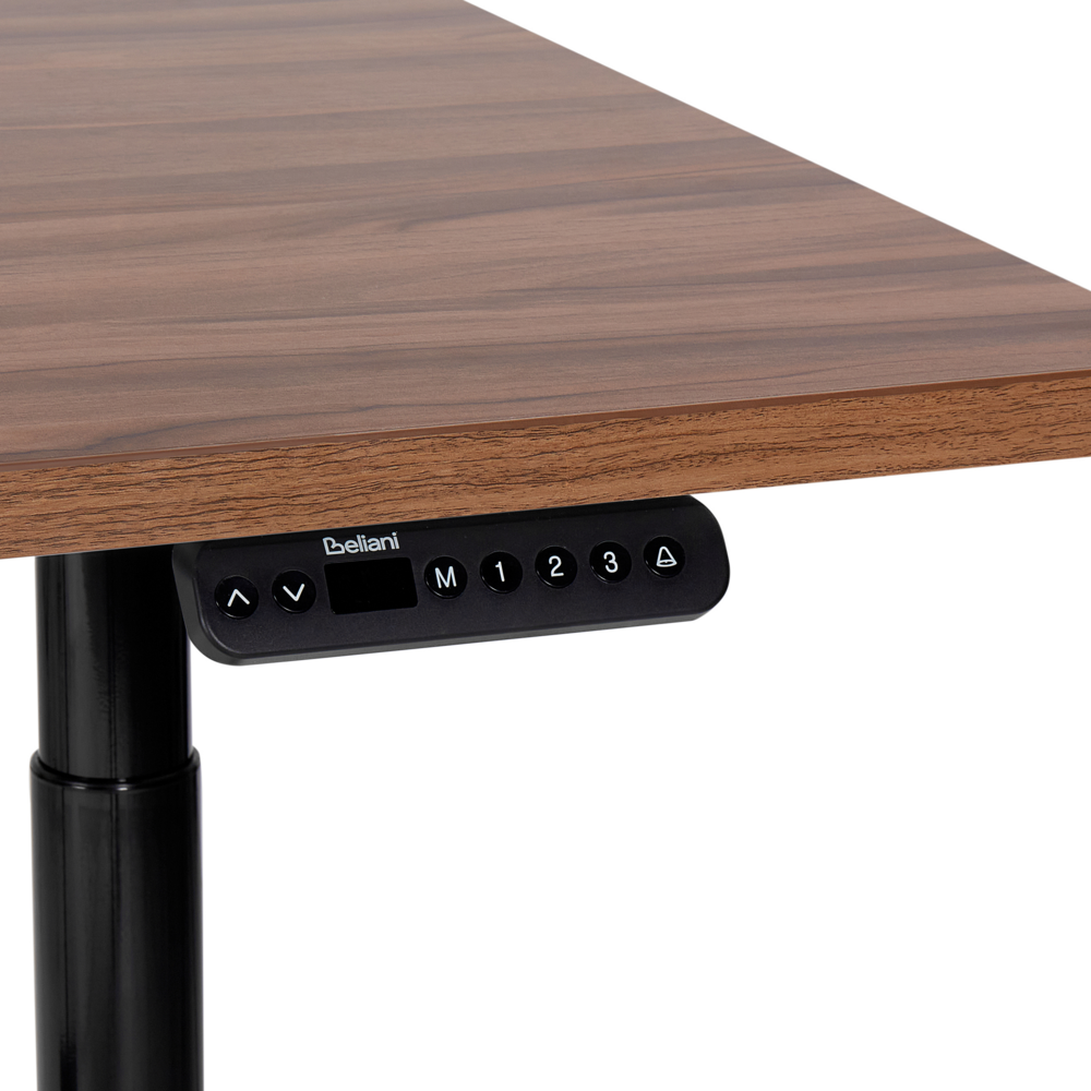 Scrivania regolabile elettricamente legno scuro e nero 180 x 80 cm Struttura in acciaio verniciato a polvere