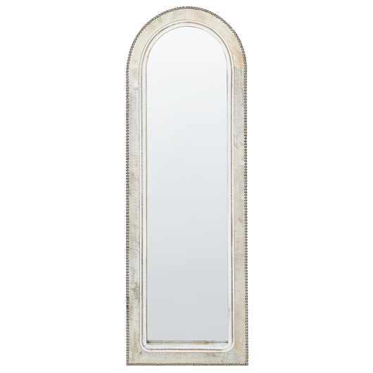 Specchio da parete con cornice in legno di mango bianco sporco 31 x 91 cm Finitura bianca e afflitta Decorazione da parete in stile vintage