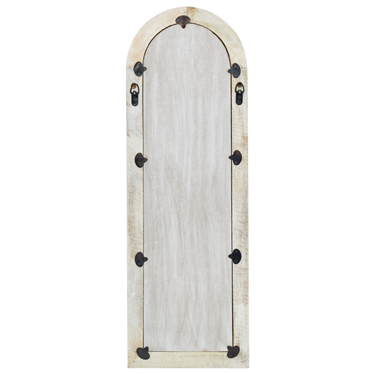 Specchio da parete con cornice in legno di mango bianco sporco 31 x 91 cm Finitura bianca e afflitta Decorazione da parete in stile vintage