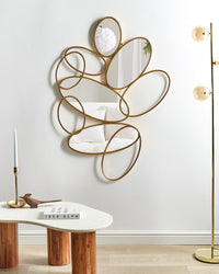 Specchio da parete in metallo dorato 113 x 77 cm Specchio decorativo da parete in stile glamour da appendere