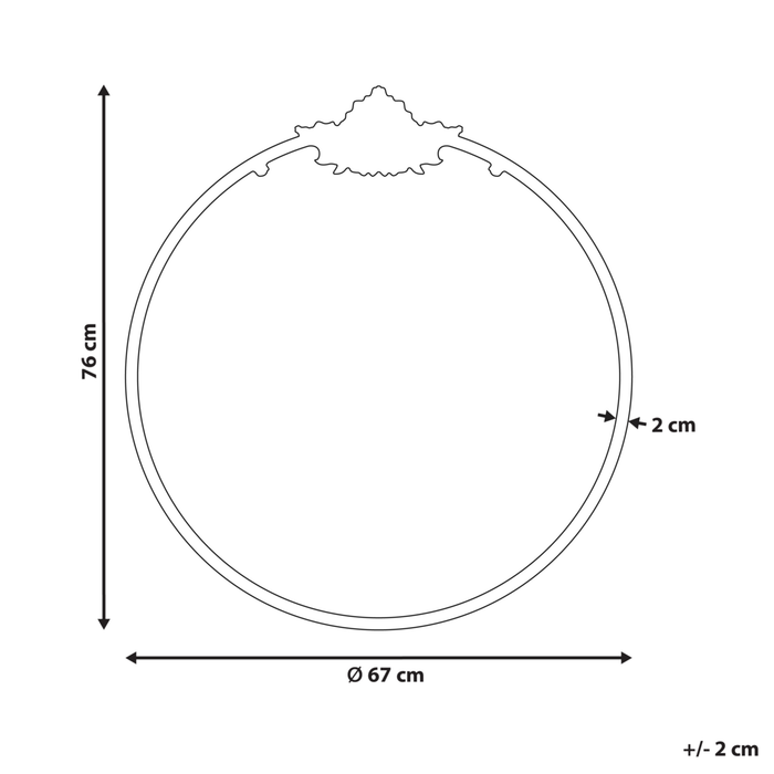 Specchio rotondo da parete in metallo nero ⌀ 67 cm Specchio decorativo da parete stile glamour da appendere