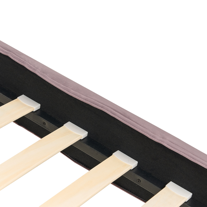 Letto singolo in Velluto rosa con rete a doghe 90 x 200 cm stile contemporaneo