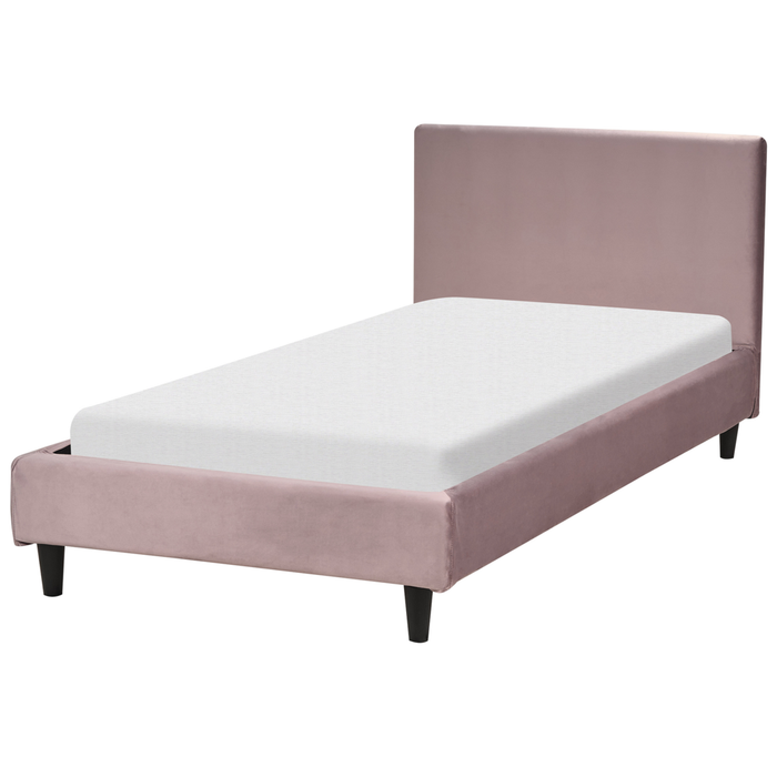 Letto singolo in Velluto rosa con rete a doghe 90 x 200 cm stile contemporaneo