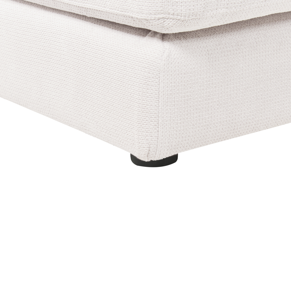 Divano angolare a 3 posti a destra Tessuto bianco Braccioli imbottiti a binario Cuscini aggiuntivi Stile moderno minimalista