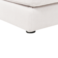 Divano angolare a 3 posti a destra Tessuto bianco Braccioli imbottiti a binario Cuscini aggiuntivi Stile moderno minimalista