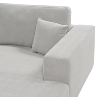 Divano angolare a 3 posti a sinistra Tessuto grigio chiaro Braccioli imbottiti a binario Cuscini aggiuntivi Stile moderno minimalista